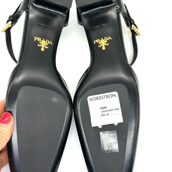 PRADA Modellerie Logo D'Orsay Square Toe Ankle Strap Mary Jane Pumps Heels - Picture 15 of 16